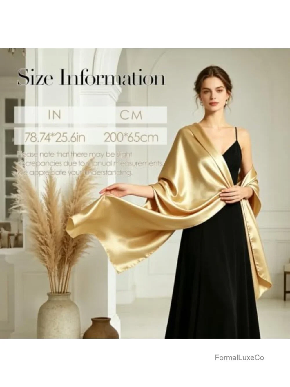 Satin Shawl Wrap for Evening Dresses Bridal Party Long Scarf Formal Cover Up